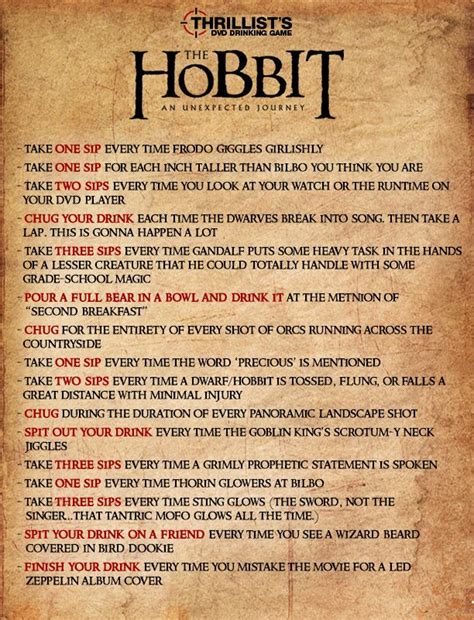 The Hobbit Drinking Game: Rules & Tips for a Fun .